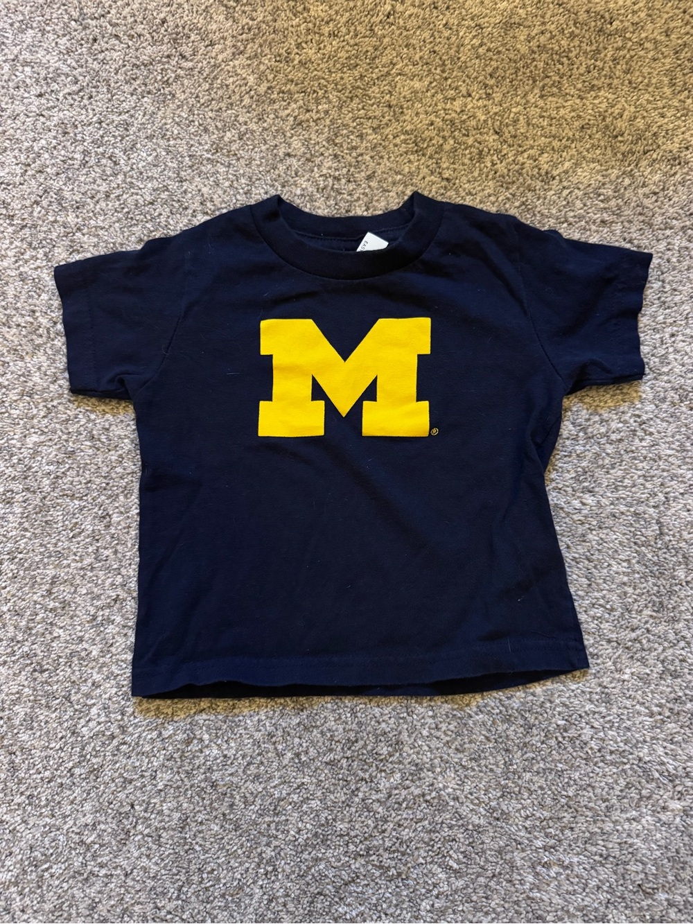 Rabbit Skins Navy toddler Michigan tee with Yellow 'M' Logo